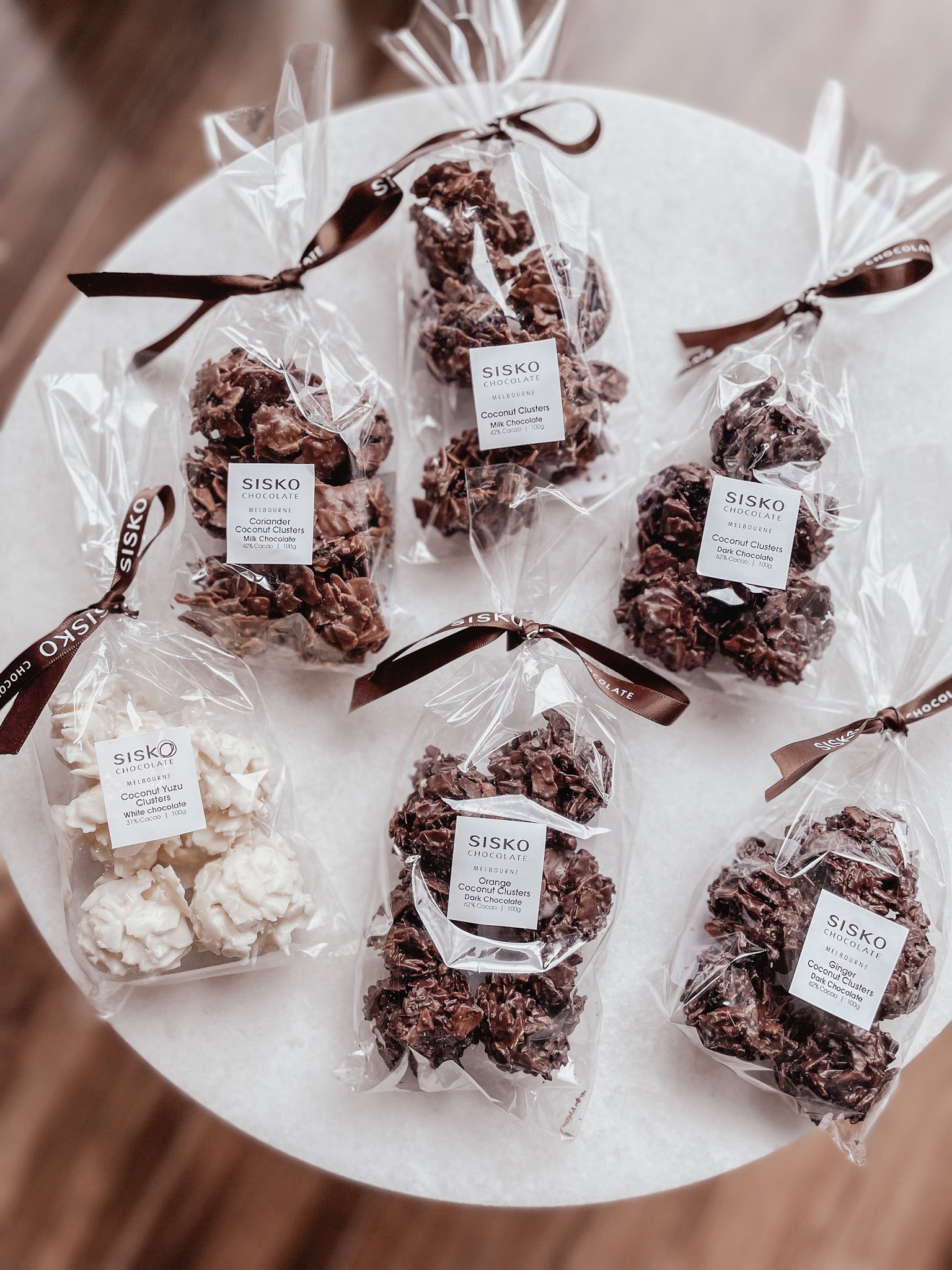 Coconut Clusters | Ginger | French Dark Chocolate | 62% Cacao | 100g